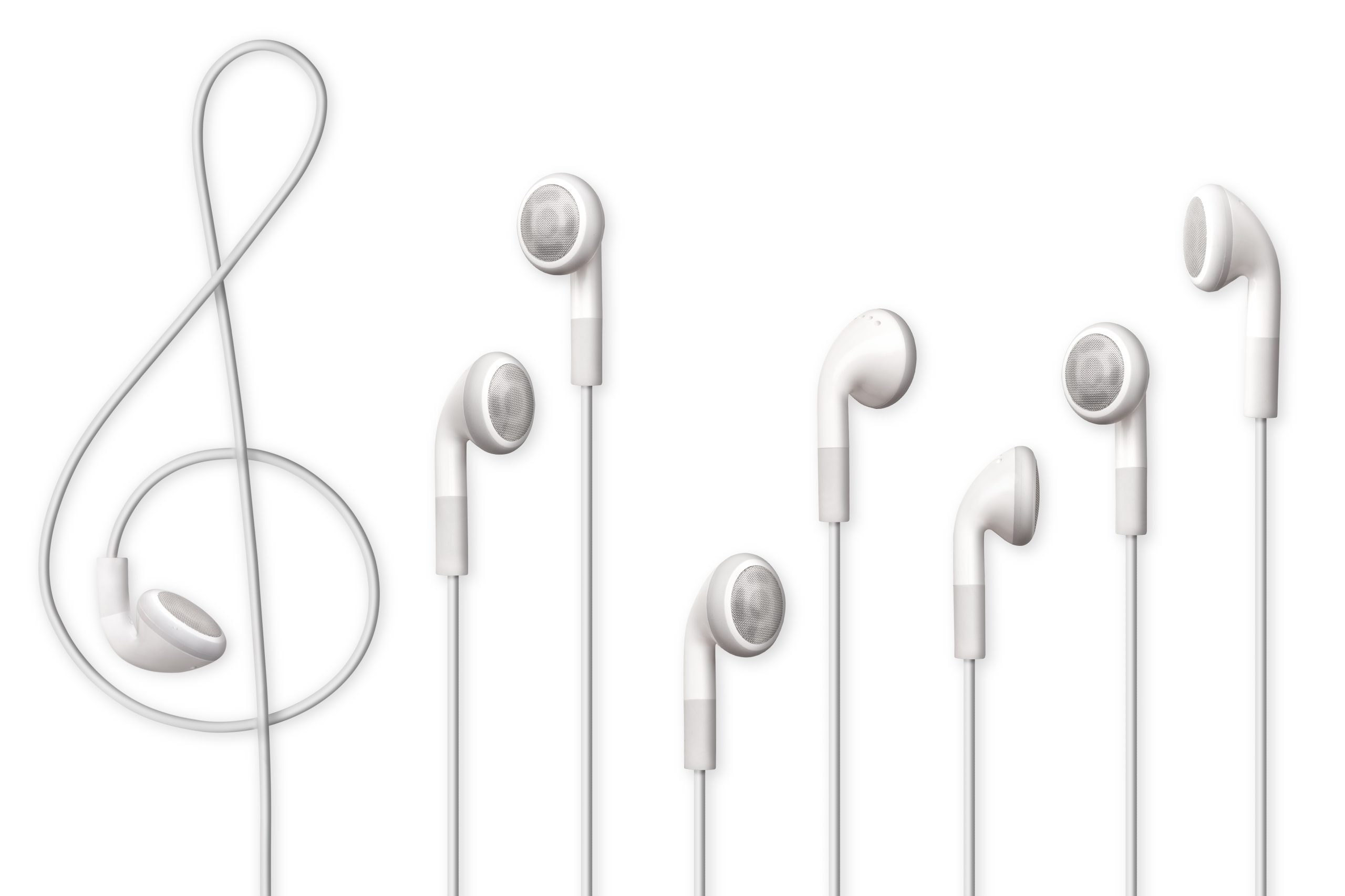 Note stave made of headphones.